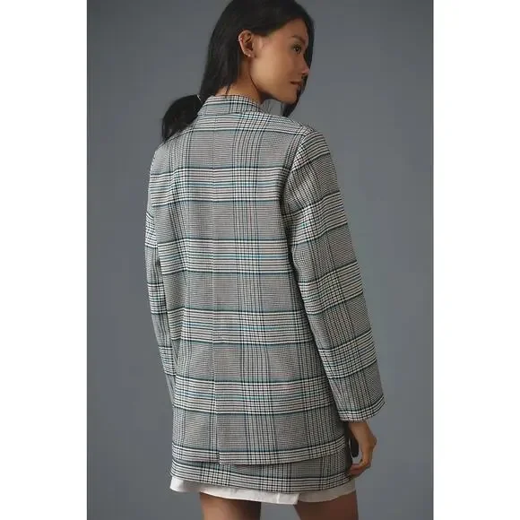 Baum und Pferdgarten NWT Bodia Oversized Blazer Blue Plaid Check Jacket Size 12 - Picture 3 of 12